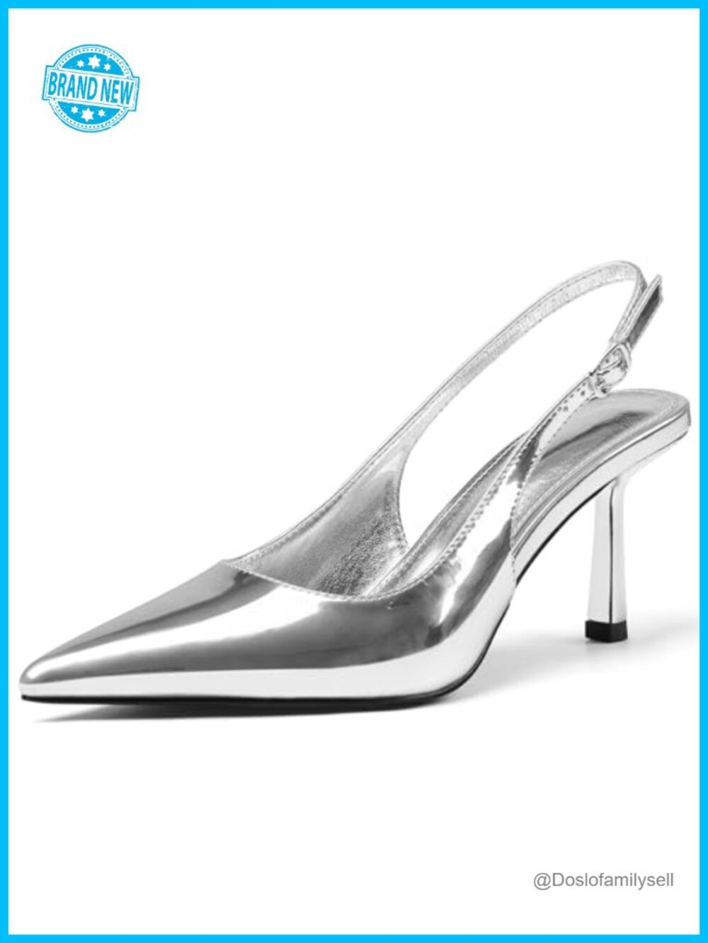 Kitten Heels Slingback Pointed Toe Leather Dress Pumps Women